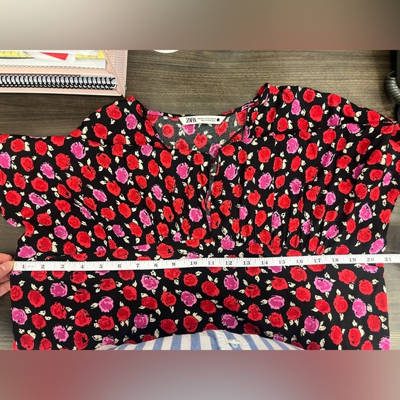 Zara Red Pink Floral Maxi Dress Romantic Cottagecore Boho Spring Whimsigoth - Picture 14 of 14